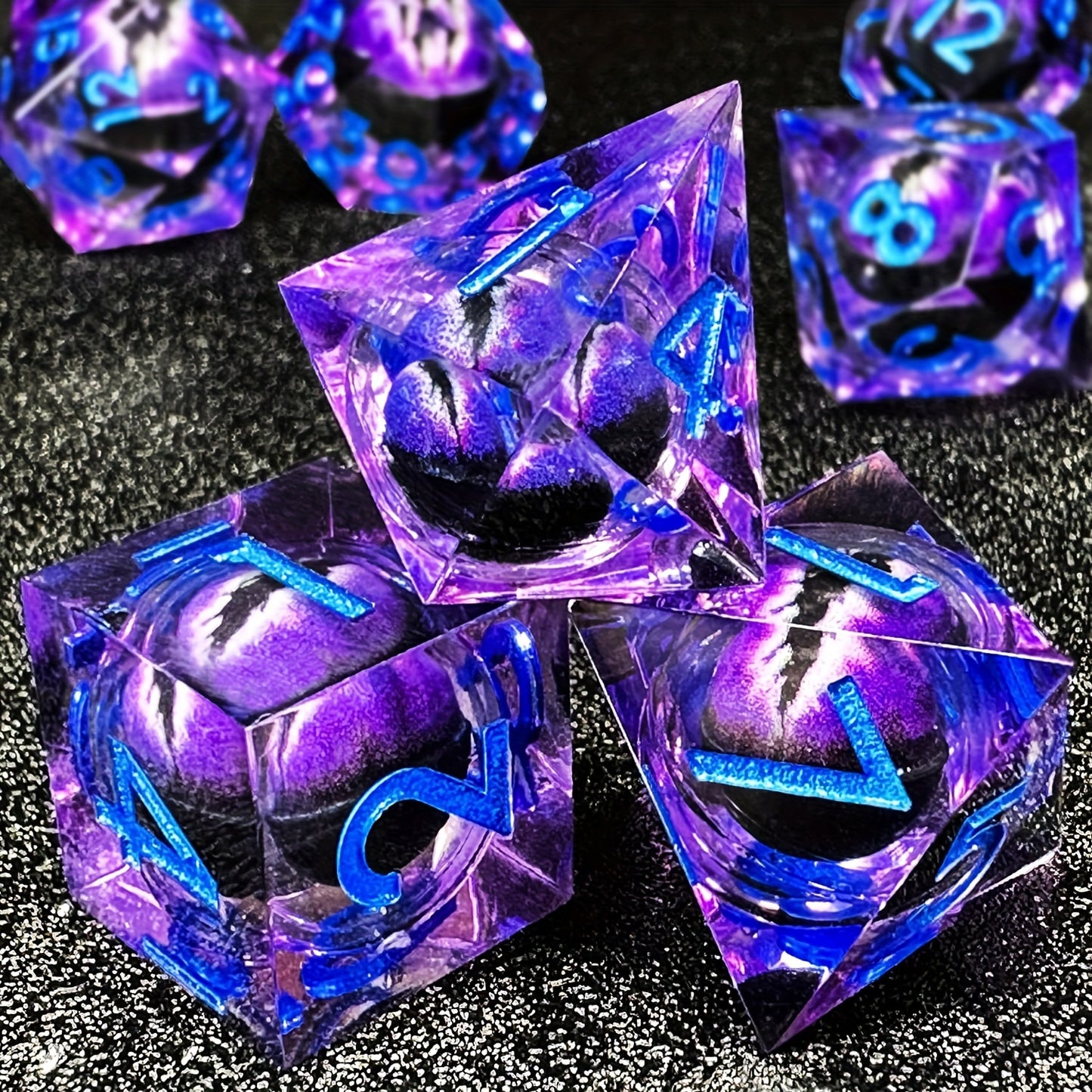 HAOMEJA Dragon Eye Resin Dice Set 7 PCS (Purple Eye)