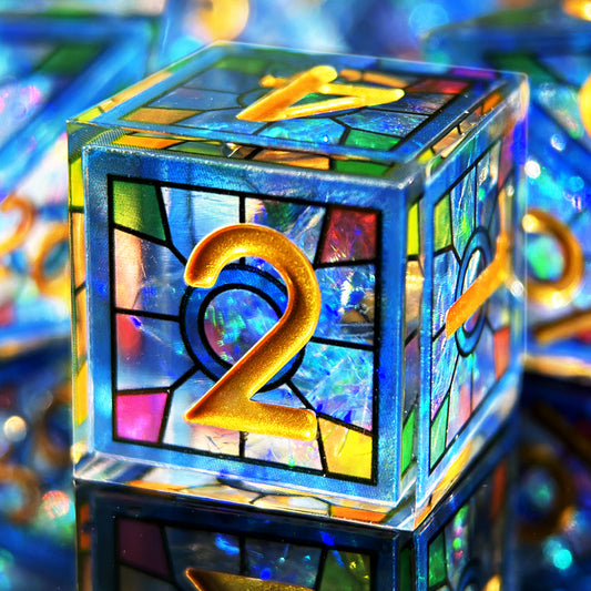 HAOMEJA Double Layered Resin Dice Set 7pcs (Blue)