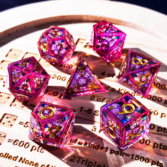 HAOMEJA Double Layered Resin Dice Set 7pcs (Purple)