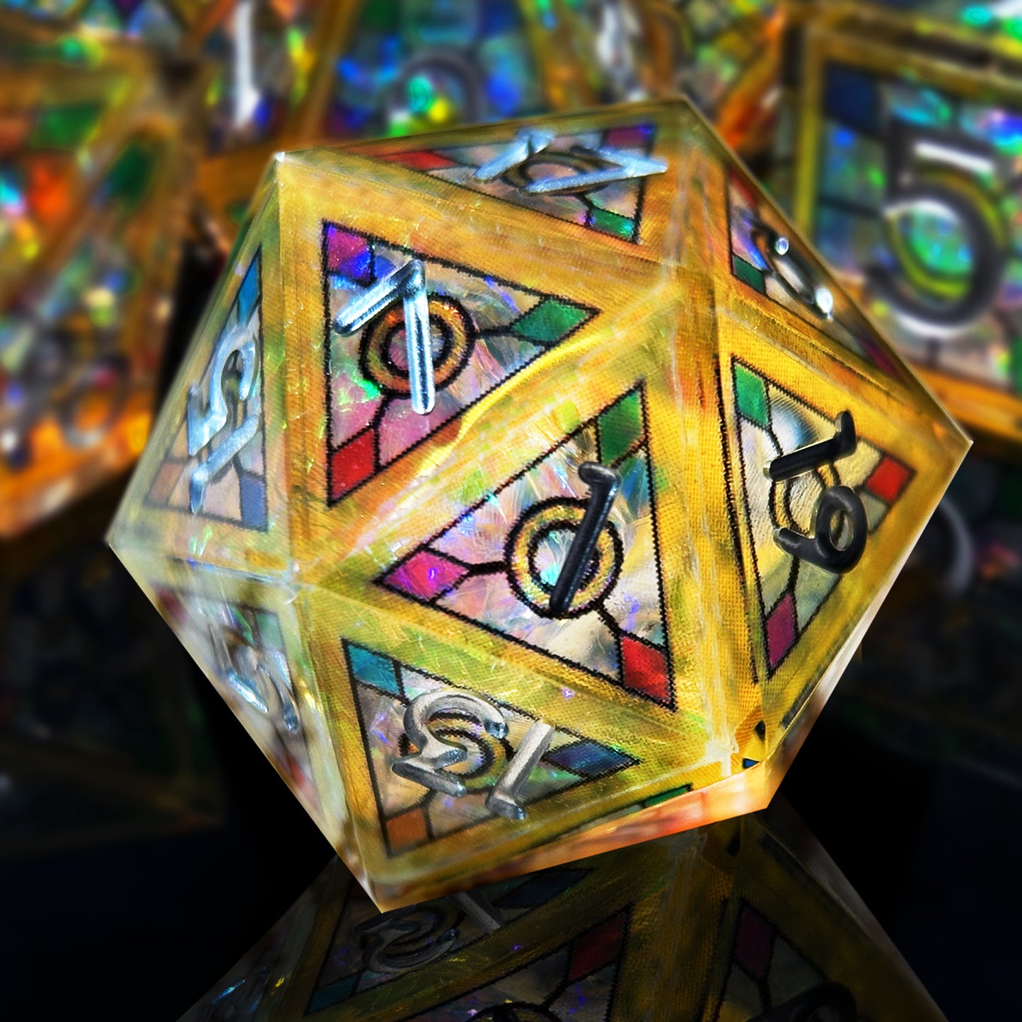 HAOMEJA Double Layered Resin Dice Set 7pcs (Yellow)