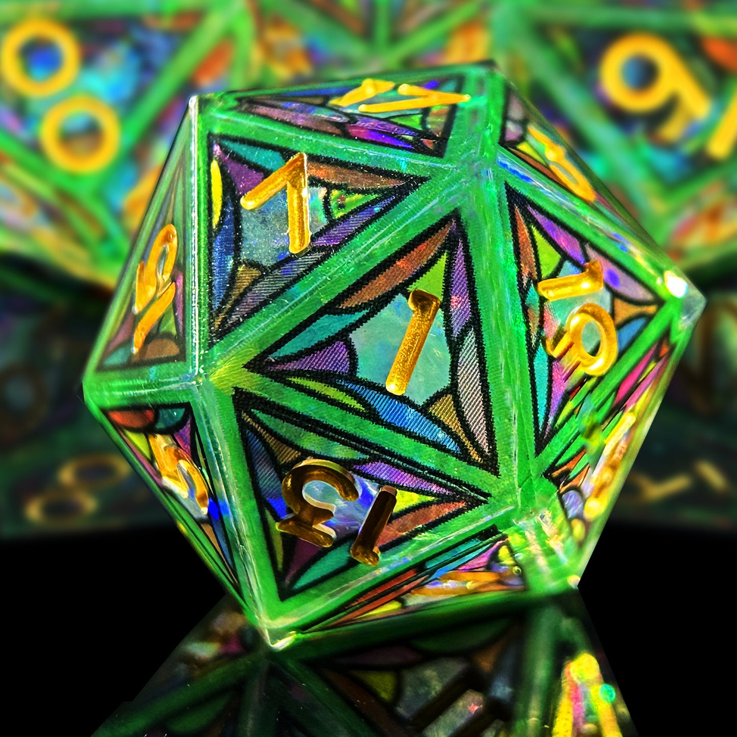HAOMEJA Double Layered Resin Dice Set 7pcs (Green Cloud)
