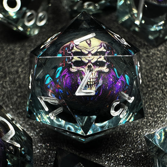 HAOMEJA Skeleton Stardust Resin Dice Set 7 PCS  (Skull B & Black)