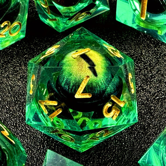 HAOMEJA Dragon Eye Resin Dice Set 7 PCS  (Green Eye)