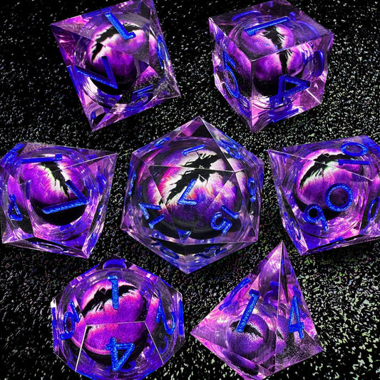 HAOMEJA Dragon Eye Resin Dice Set 7 PCS  (Purple Eye)