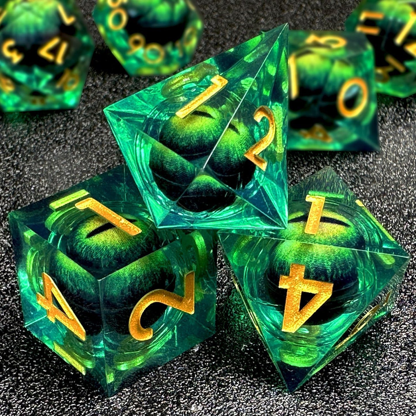 HAOMEJA Dragon Eye Resin Dice Set 7 PCS  (Green Eye)