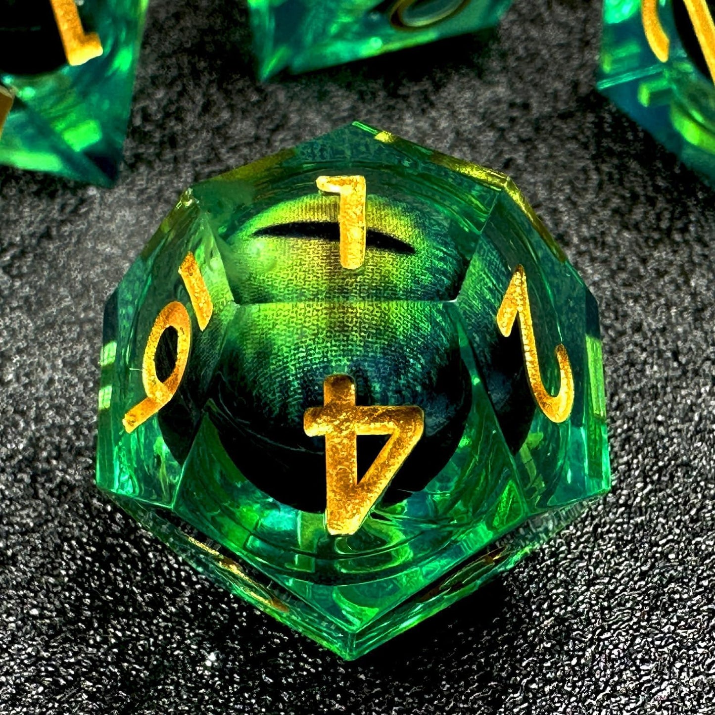 HAOMEJA Dragon Eye Resin Dice Set 7 PCS  (Green Eye)
