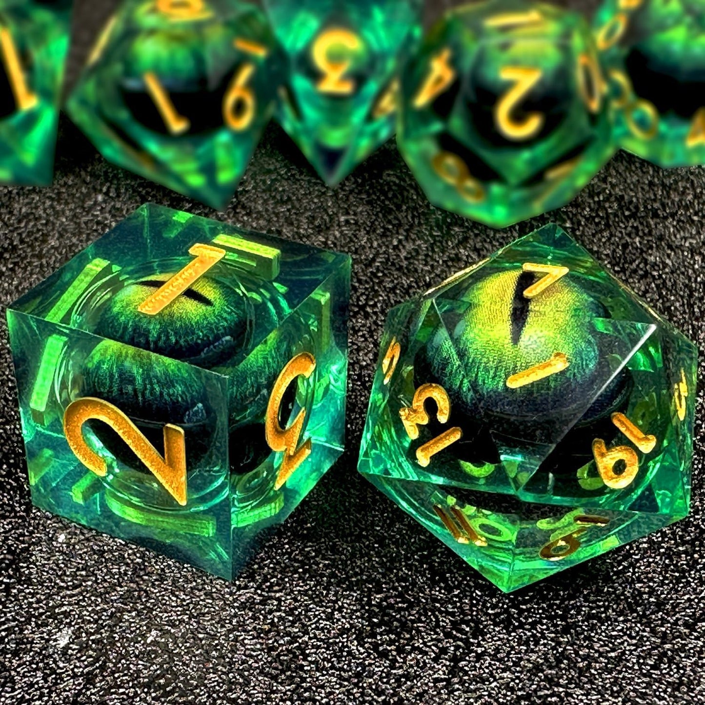 HAOMEJA Dragon Eye Resin Dice Set 7 PCS  (Green Eye)