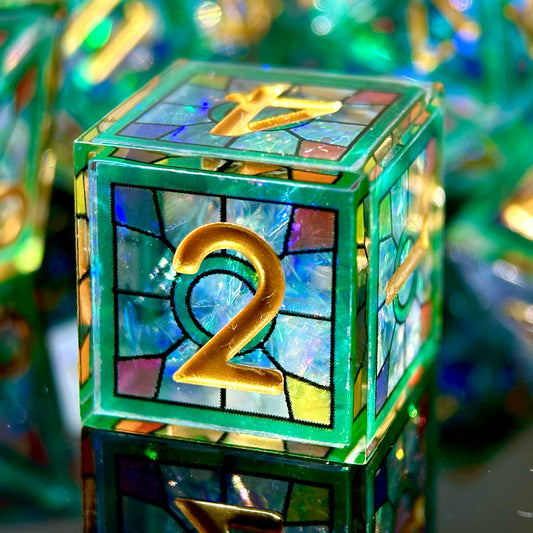 HAOMEJA Double Layered Resin Dice Set 7pcs (Green)