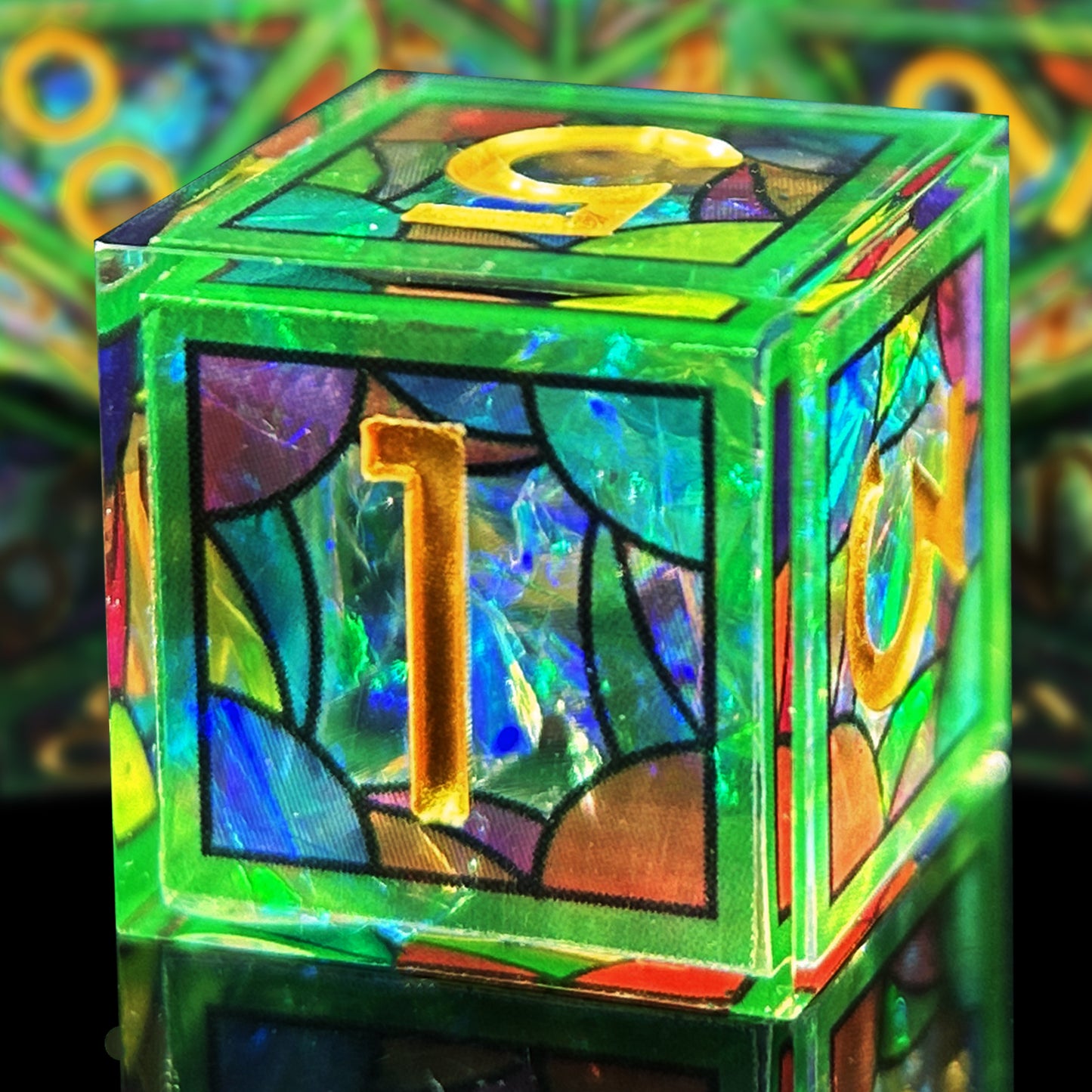 HAOMEJA Double Layered Resin Dice Set 7pcs (Green Cloud)
