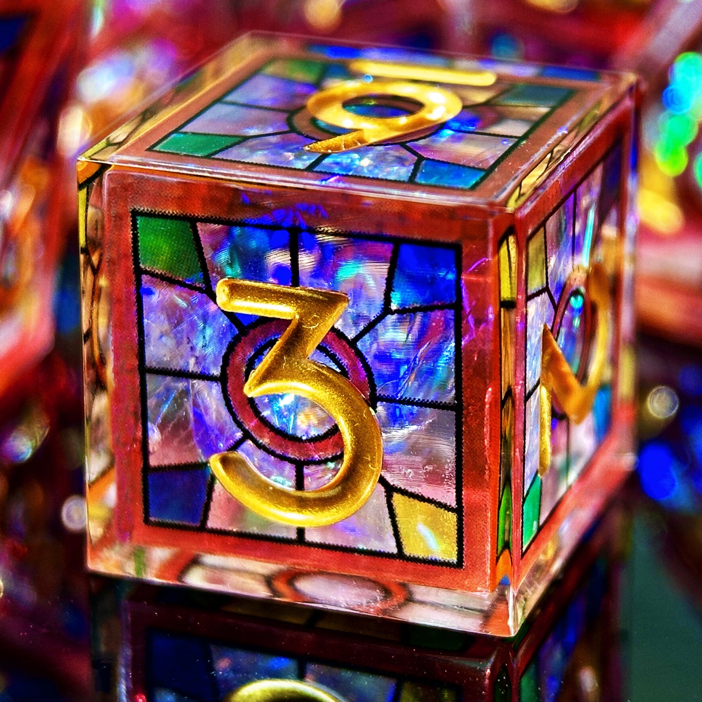 HAOMEJA Double Layered Resin Dice Set 7pcs (Red)