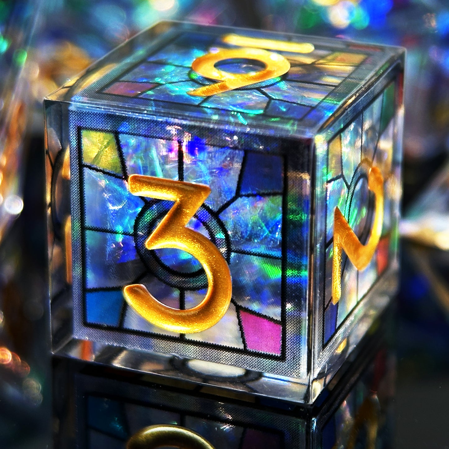 HAOMEJA Double Layered Resin Dice Set 7pcs (Black)