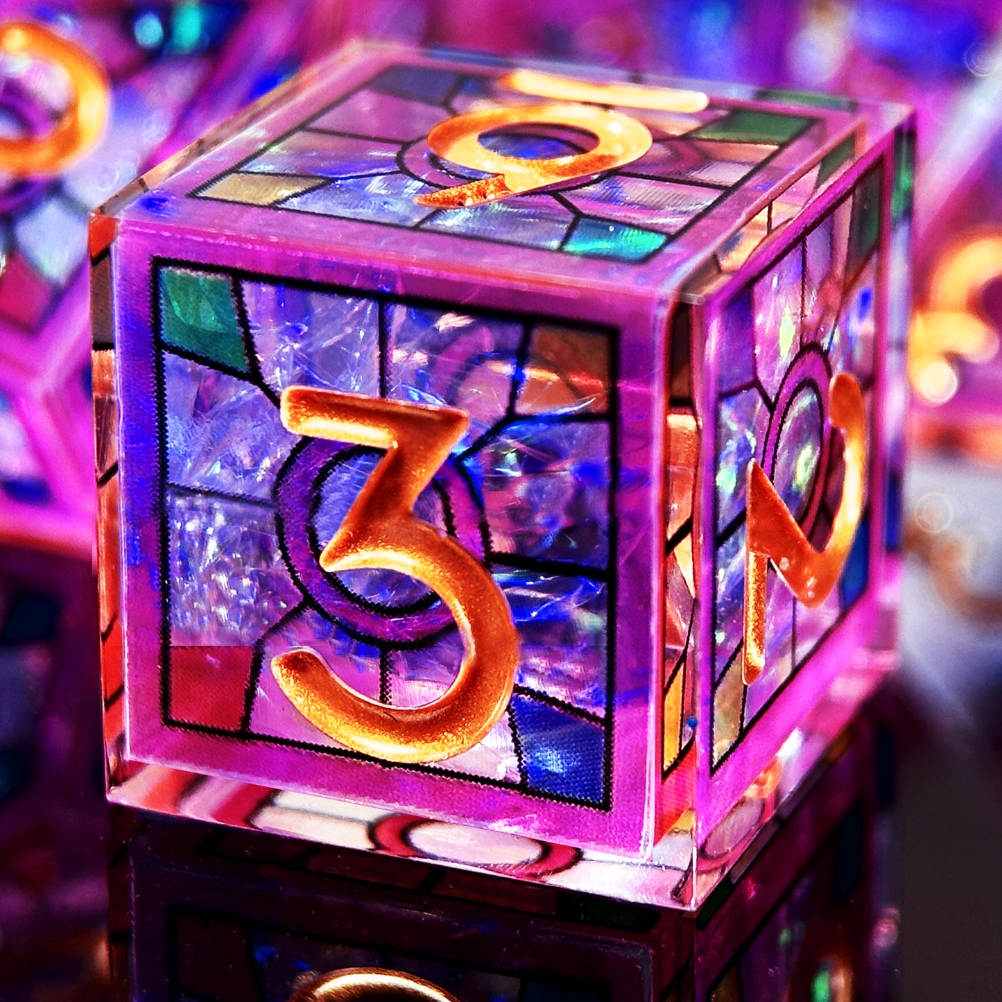 HAOMEJA Double Layered Resin Dice Set 7pcs (Purple)