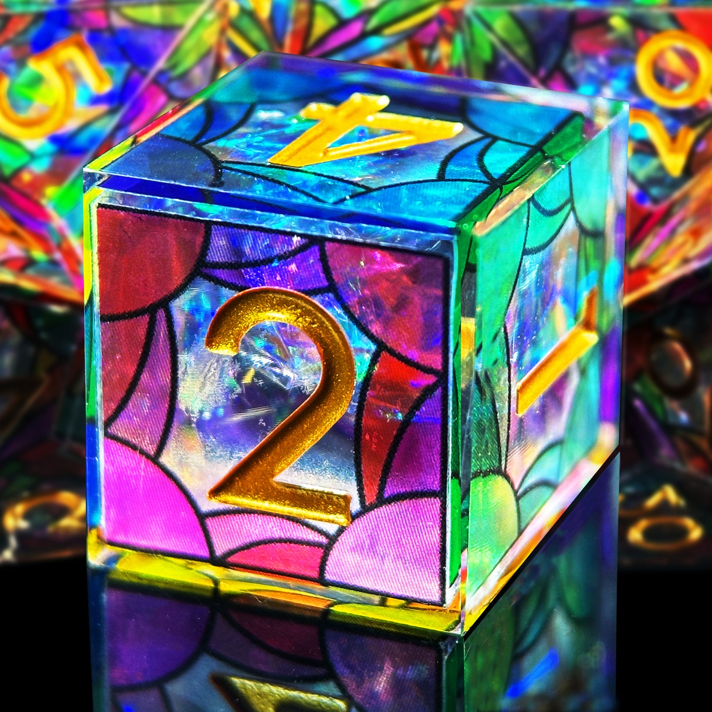 HAOMEJA Double Layered Resin Dice Set 7pcs (Multicolored Cloud)
