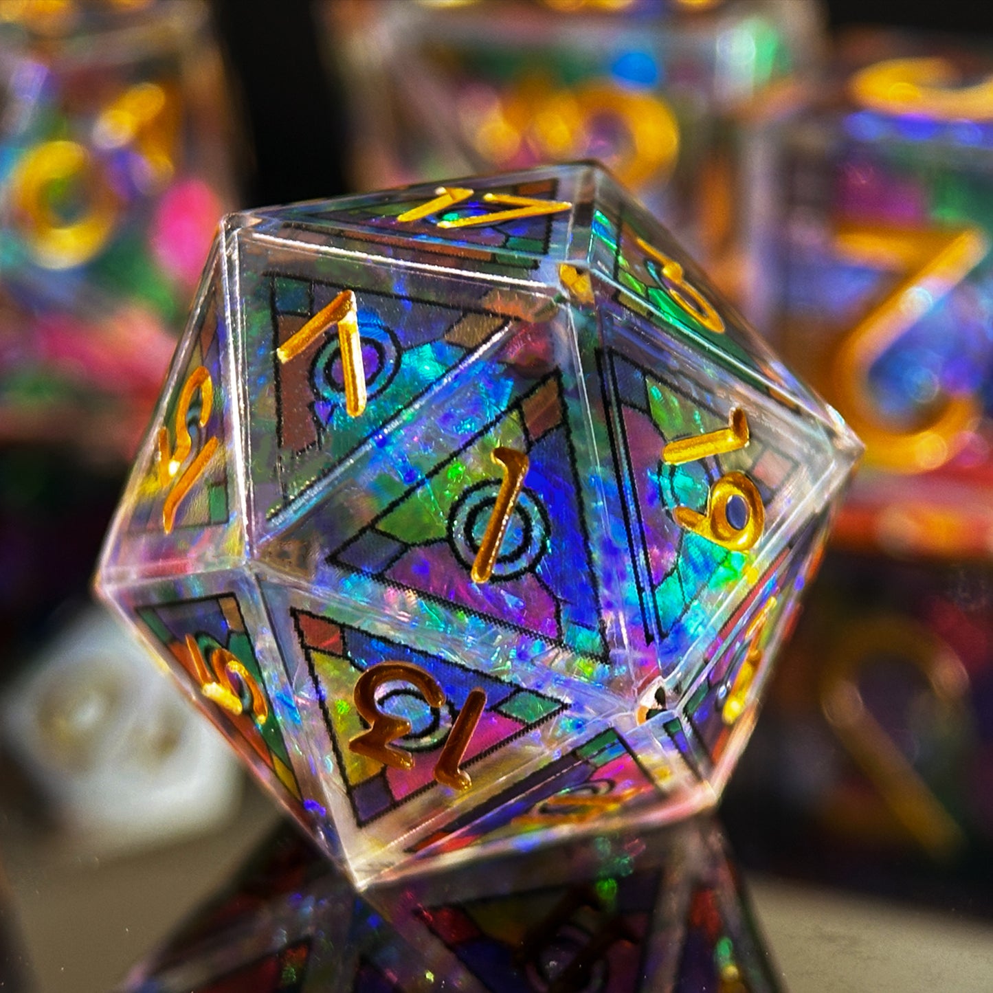 HAOMEJA Double Layered Resin Dice Set 7pcs (Rainbow)