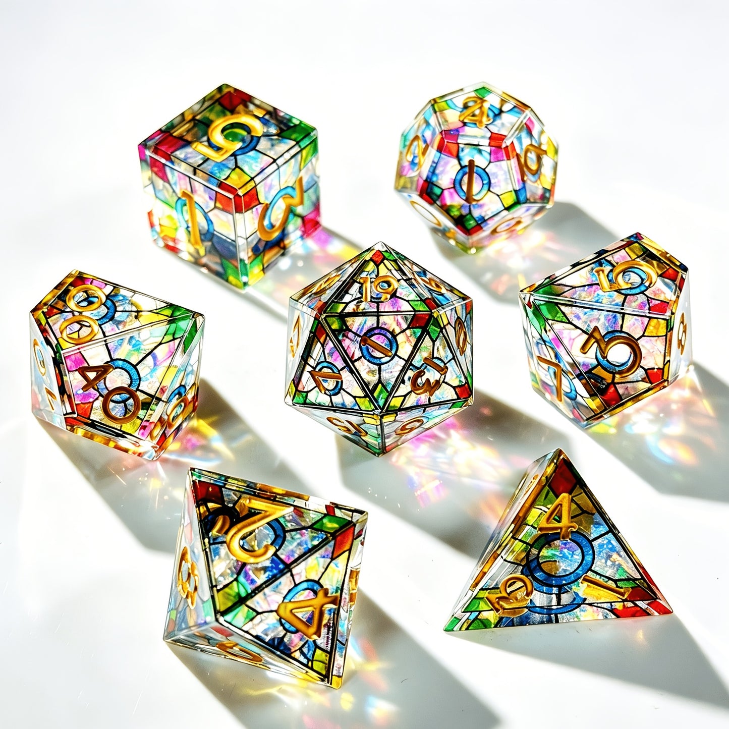 HAOMEJA Double Layered Resin Dice Set 7pcs (Colorful Points)
