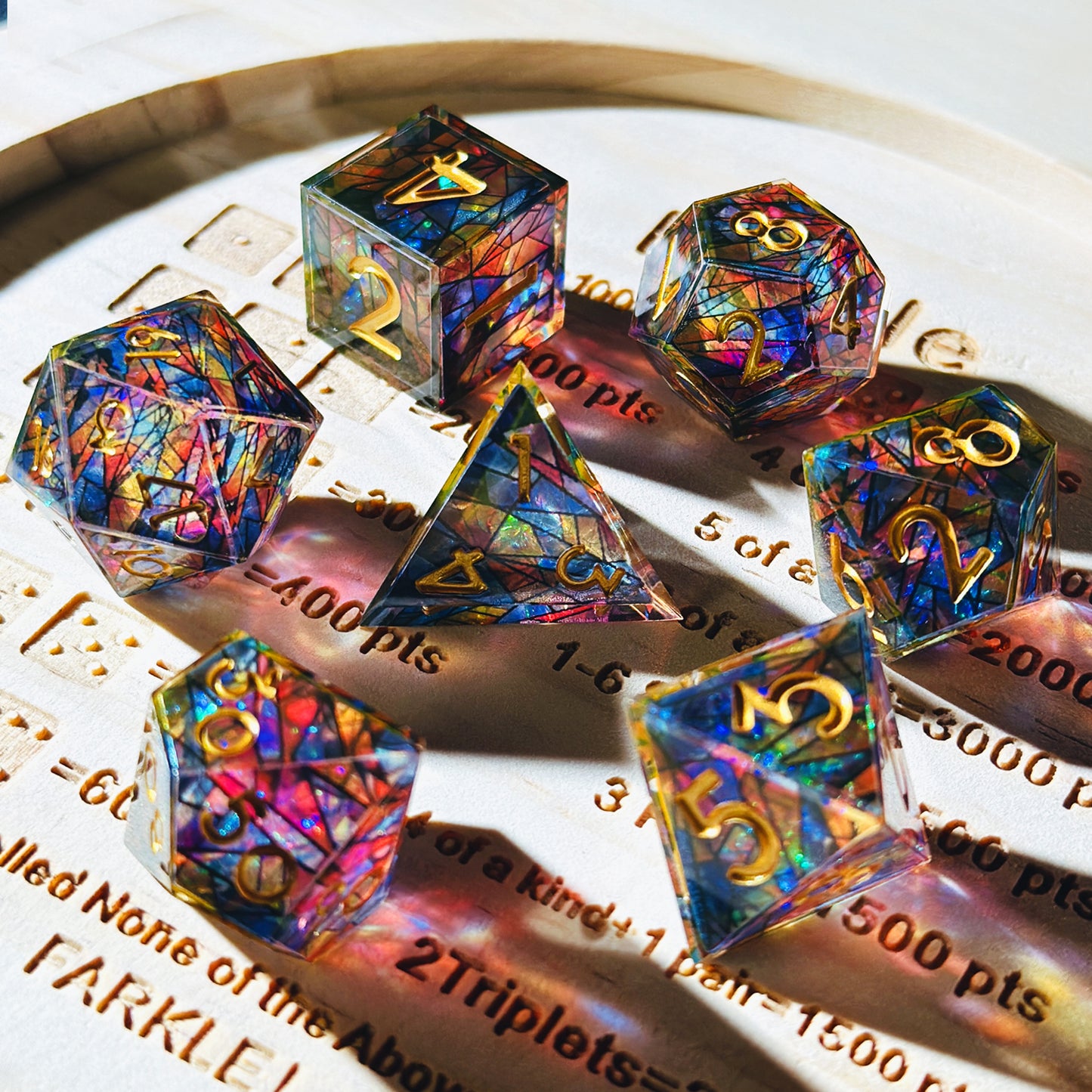 HAOMEJA Double Layered Resin Dice Set 7pcs (Various Colors)