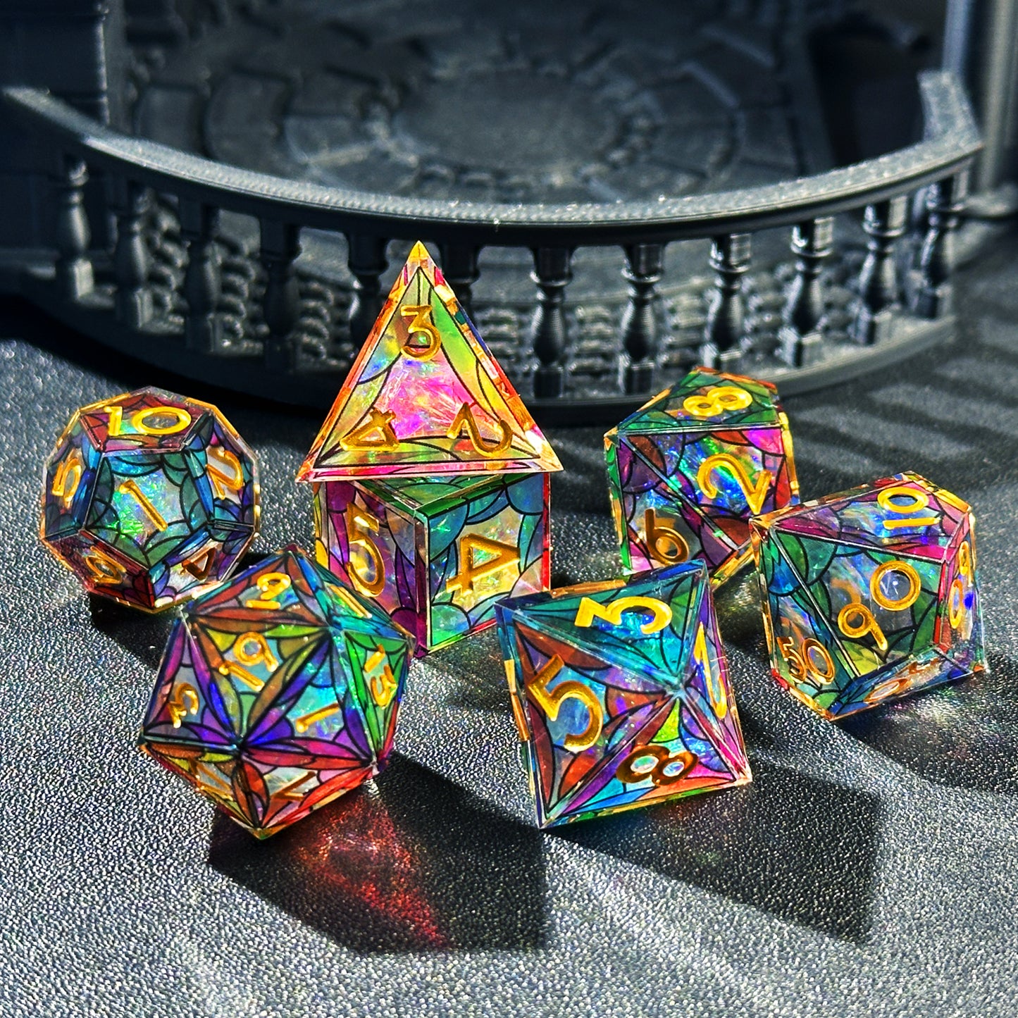 HAOMEJA Double Layered Resin Dice Set 7pcs (Multicolored Cloud)