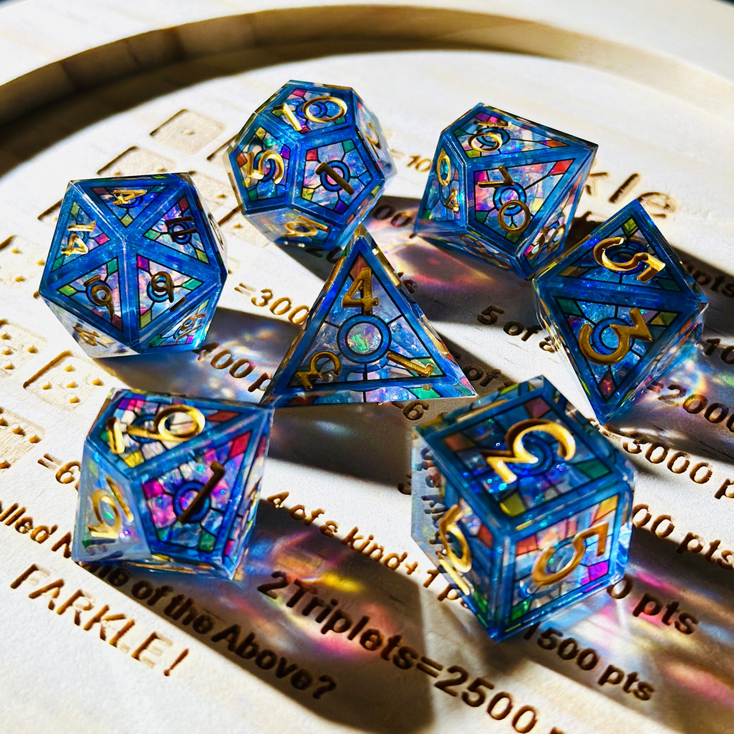 HAOMEJA Double Layered Resin Dice Set 7pcs (Blue)