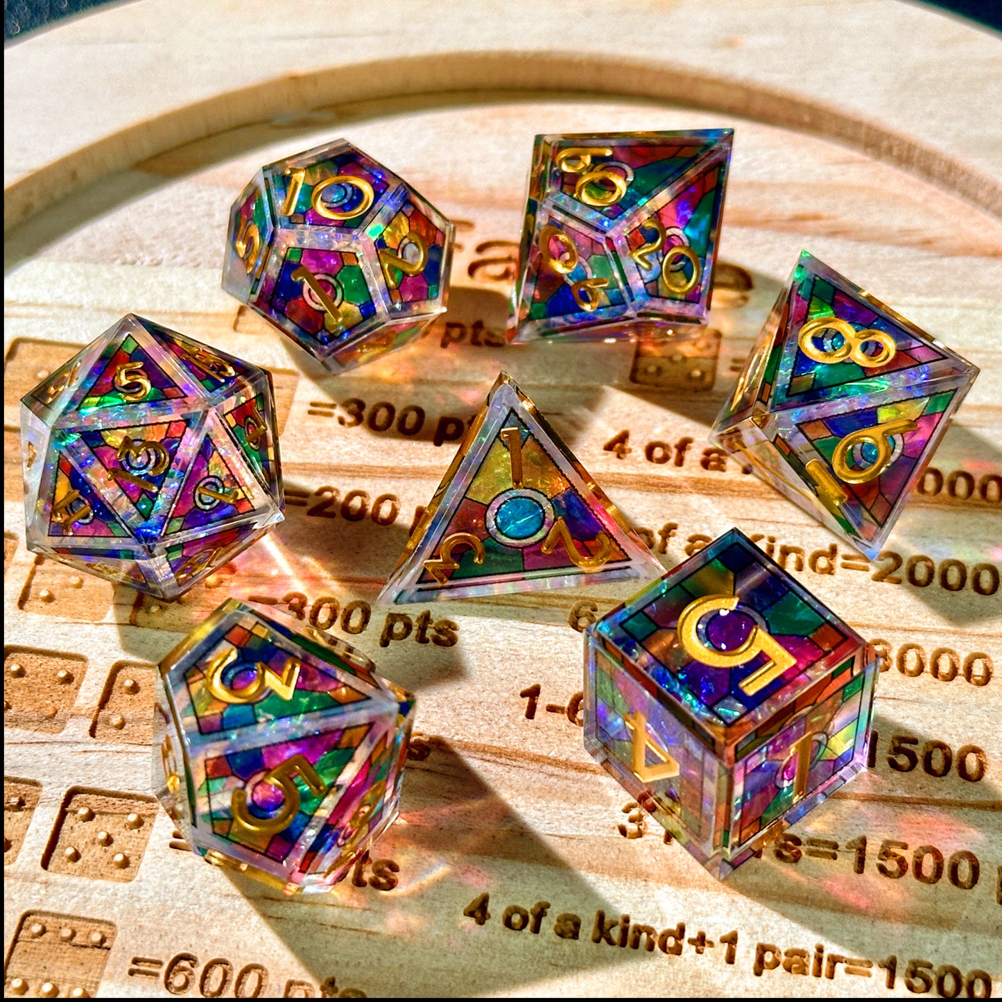HAOMEJA Double Layered Resin Dice Set 7pcs (Rainbow)