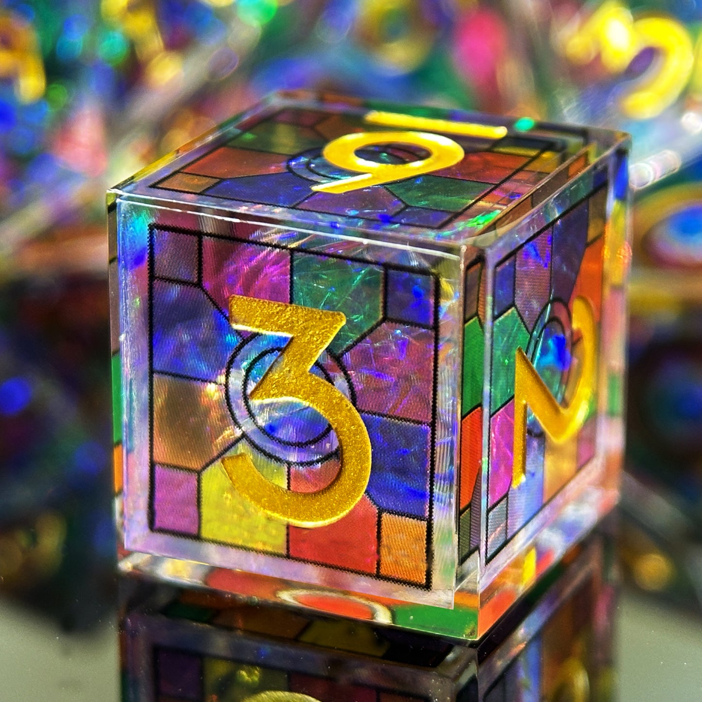 HAOMEJA Double Layered Resin Dice Set 7pcs (Rainbow)