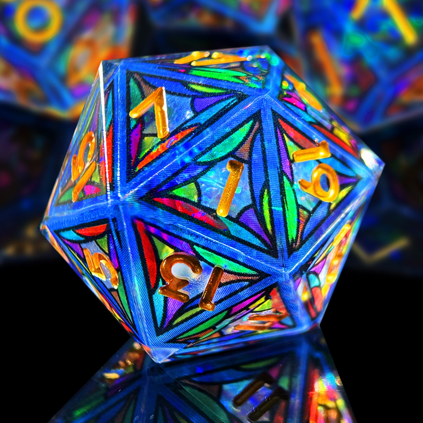 HAOMEJA Double Layered Resin Dice Set 7pcs (Blue Cloud)