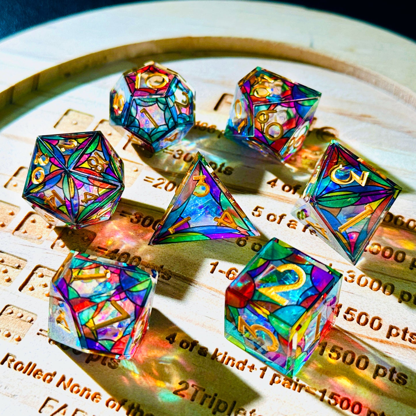 HAOMEJA Double Layered Resin Dice Set 7pcs (Multicolored Cloud)