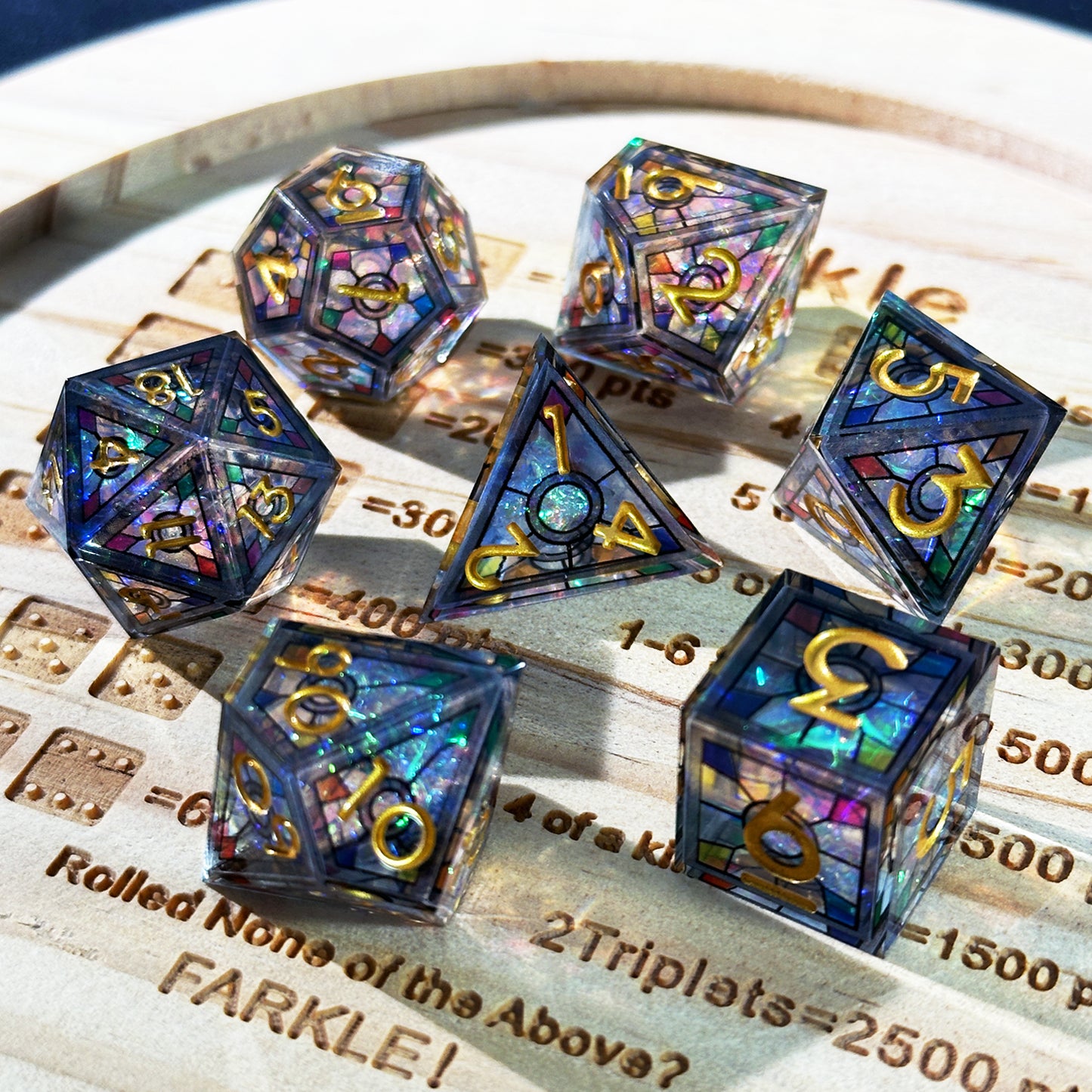 HAOMEJA Double Layered Resin Dice Set 7pcs (Black)