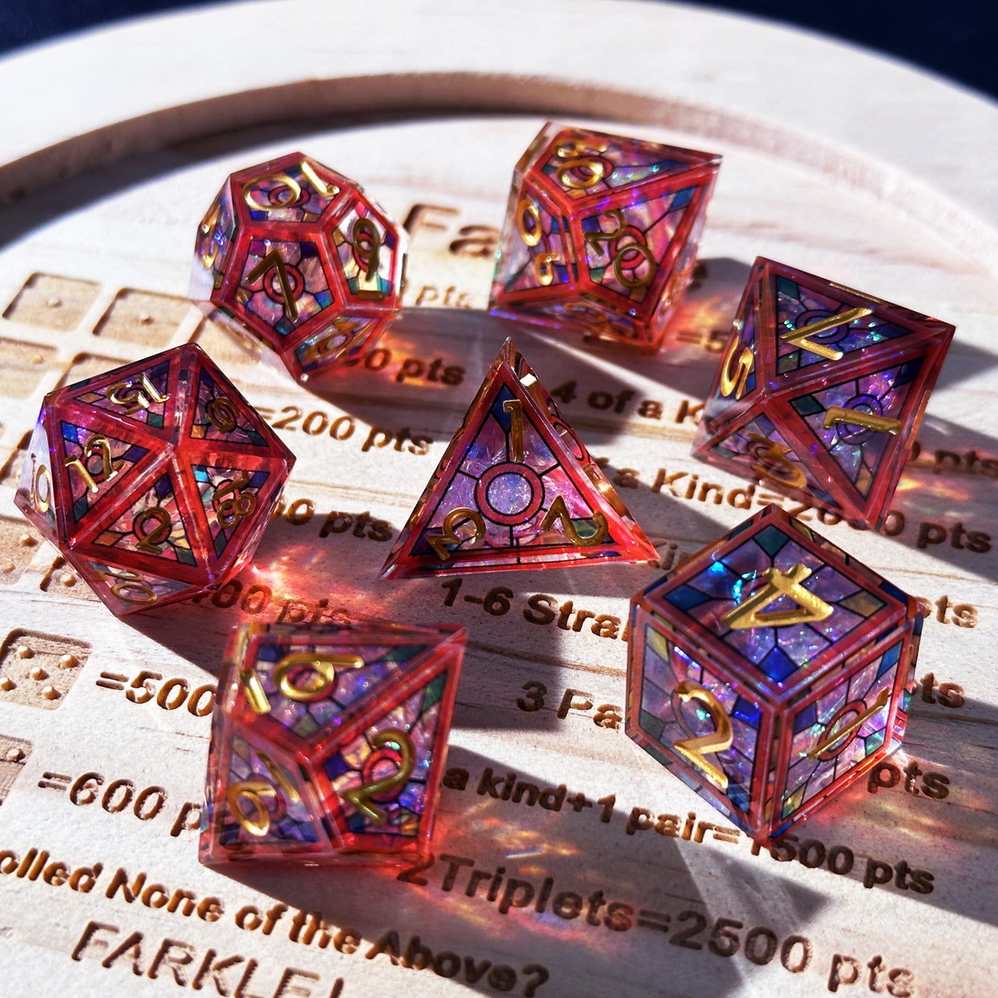 HAOMEJA Double Layered Resin Dice Set 7pcs (Purple)