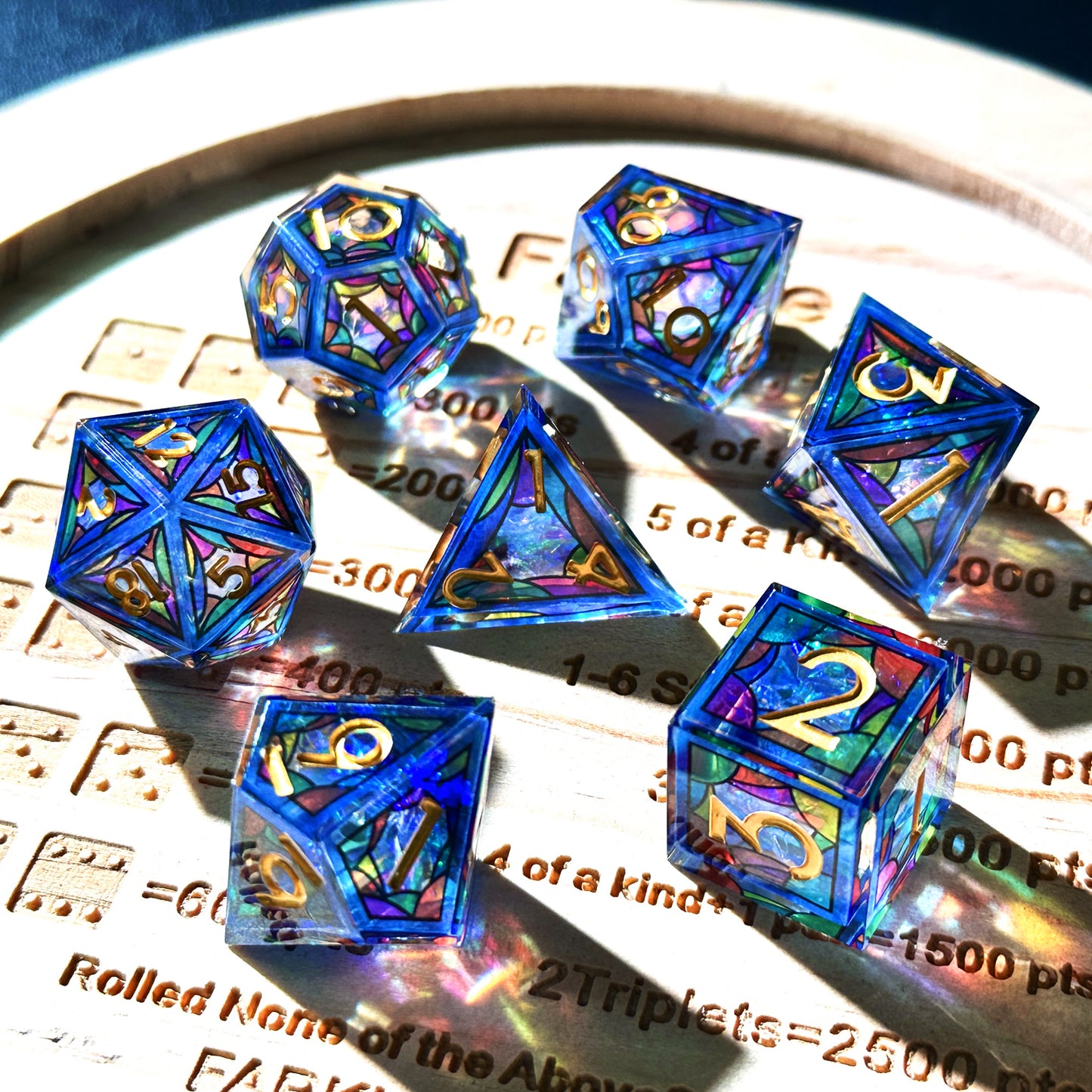 HAOMEJA Double Layered Resin Dice Set 7pcs (Blue Cloud)