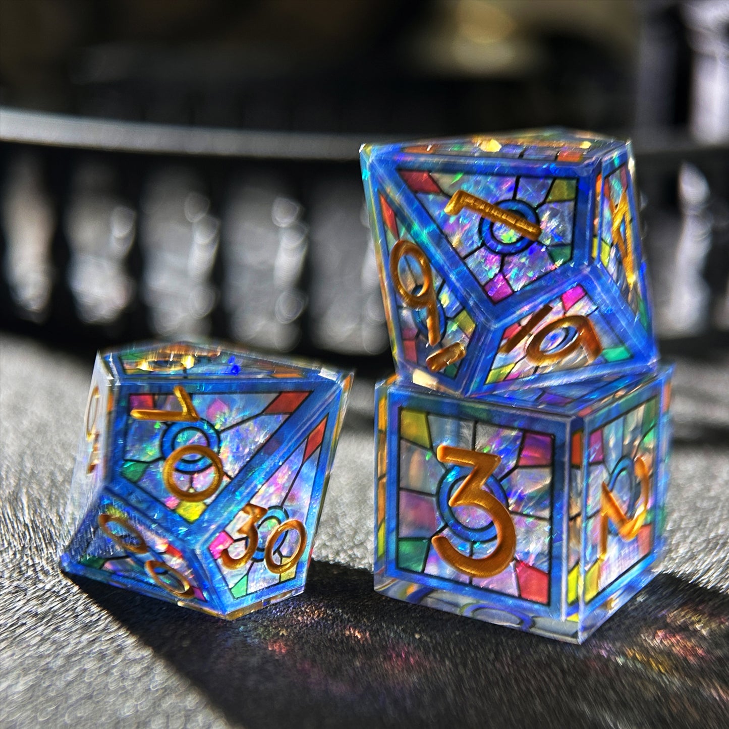 HAOMEJA Double Layered Resin Dice Set 7pcs (Blue)