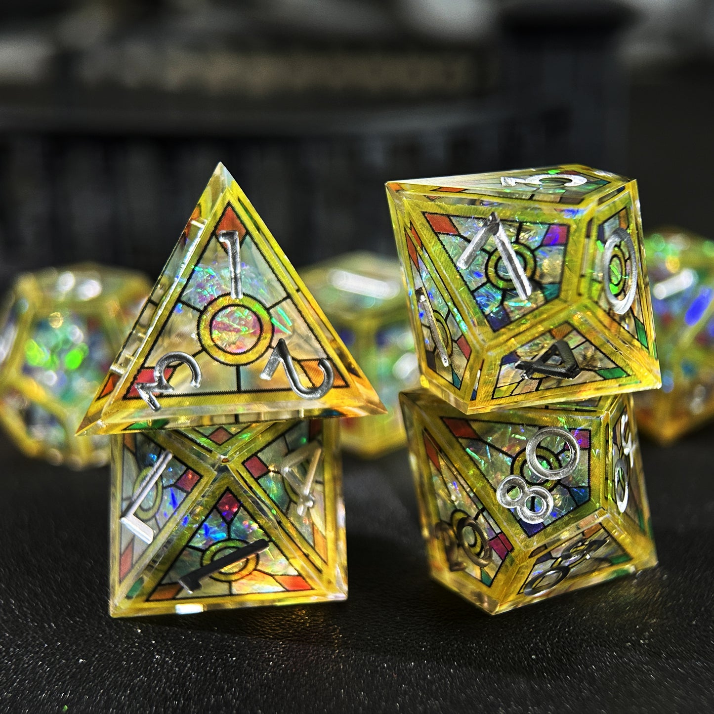 HAOMEJA Double Layered Resin Dice Set 7pcs (Yellow)