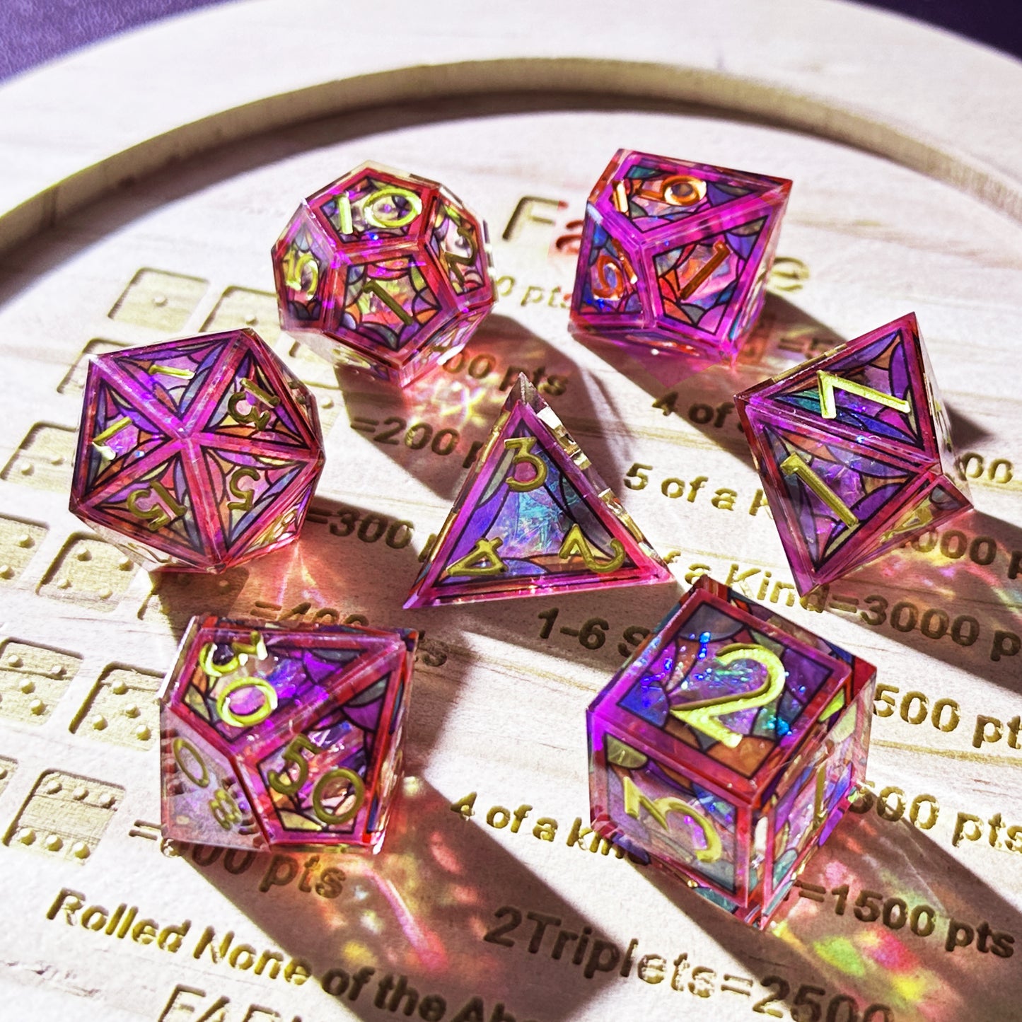 HAOMEJA Double Layered Resin Dice Set 7pcs (Purple Cloud)
