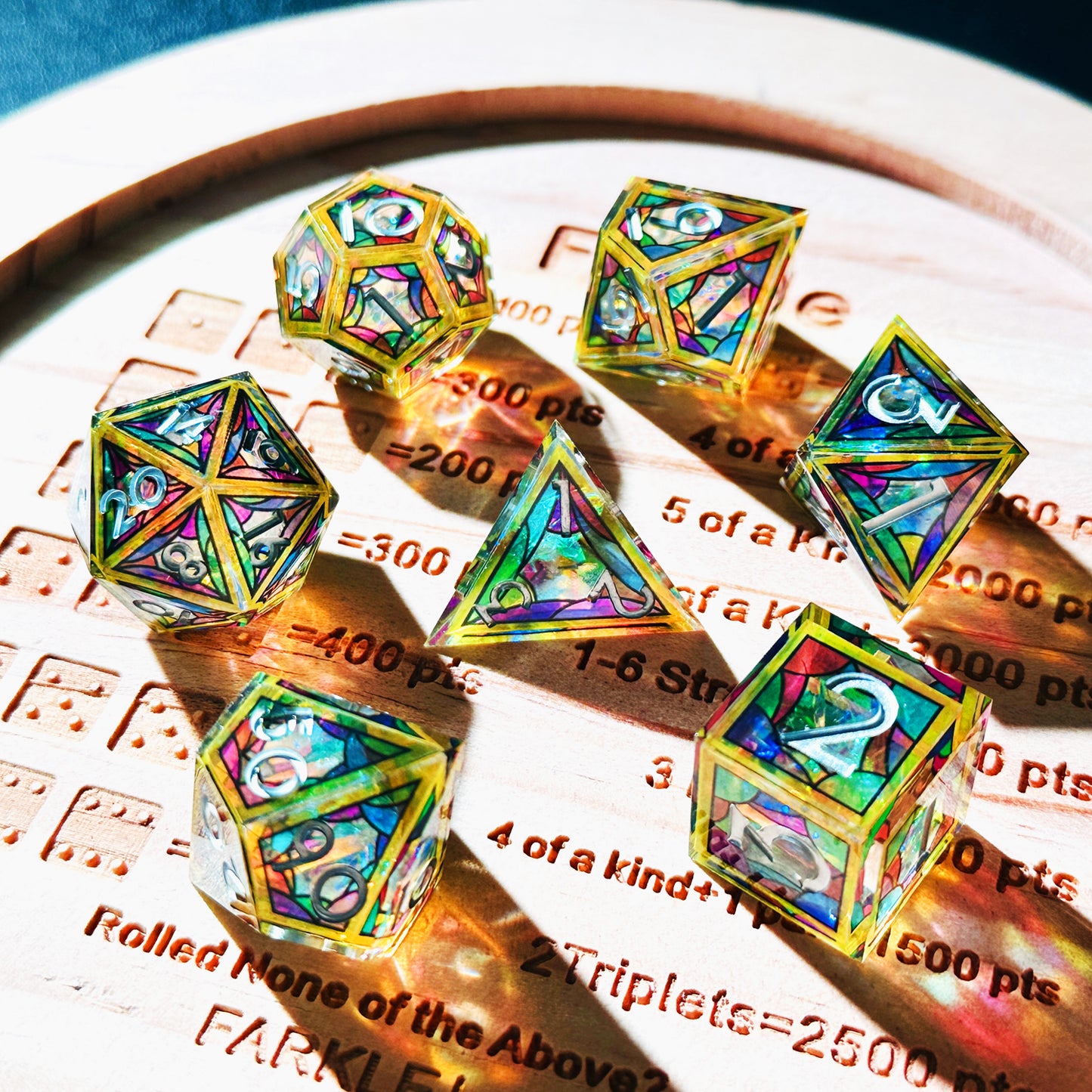 HAOMEJA Double Layered Resin Dice Set 7pcs (Yellow Cloud)