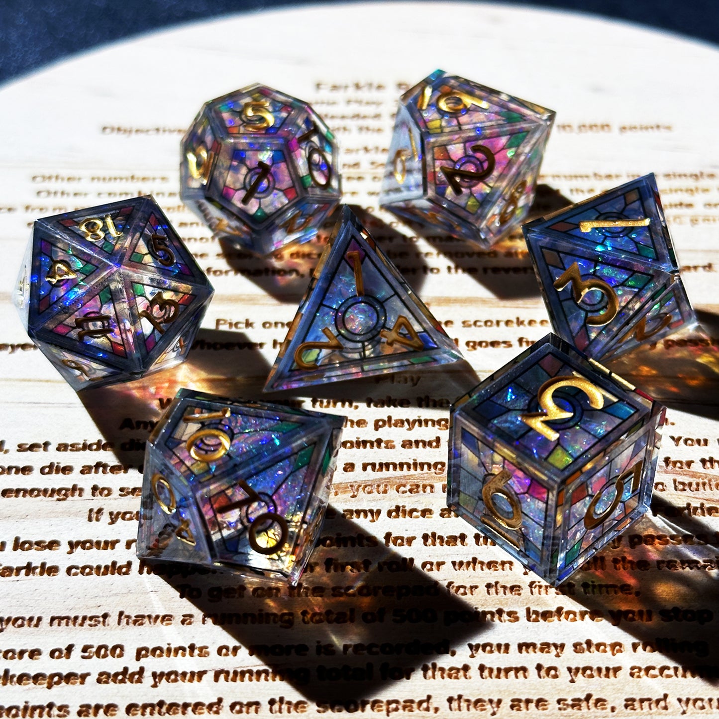 HAOMEJA Double Layered Resin Dice Set 7pcs (Black)
