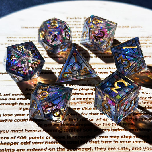 HAOMEJA Double Layered Resin Dice Set 7pcs (Black)