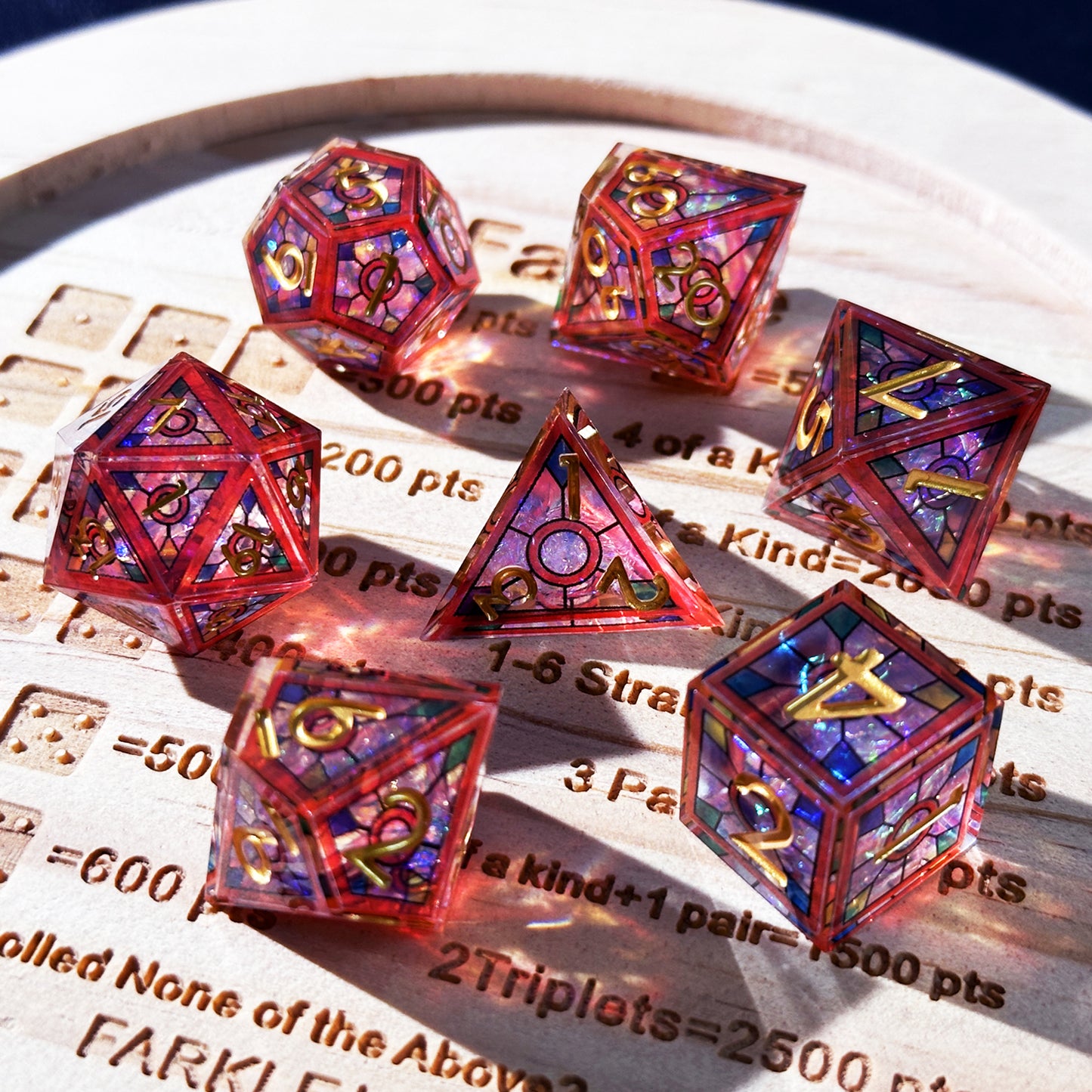 HAOMEJA Double Layered Resin Dice Set 7pcs (Red)