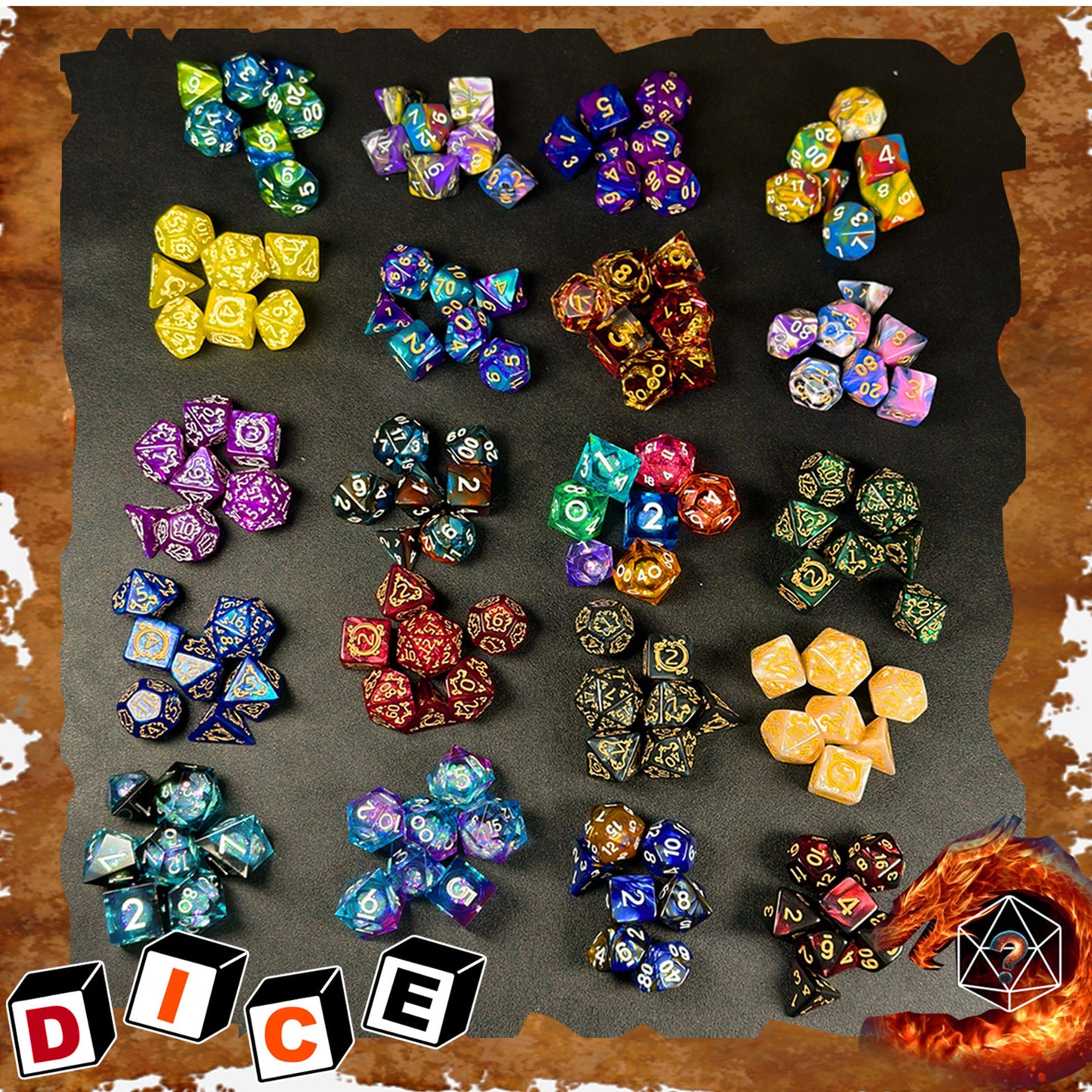 HAOMEJA 9pcs Dice Set/ DND Dice 7pcs+Polyhedral Dice 2pcs/ Apply to D&D  Dungeons and Dragons/ RPG-MTG/ Role Playing Table Game/ Easter/ Halloween/ Christmas  Gifts