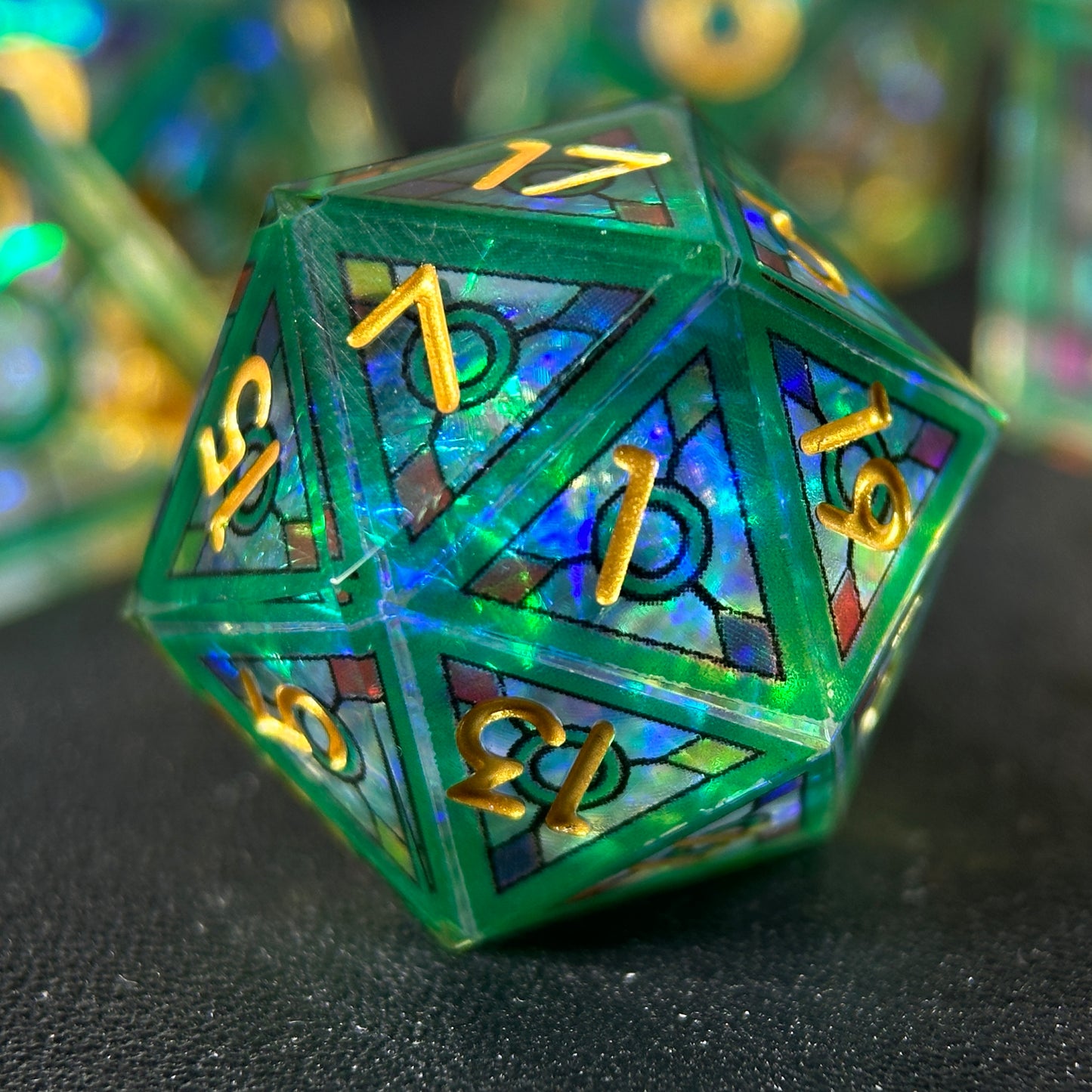 HAOMEJA Double Layered Resin Dice Set 7pcs (Green)