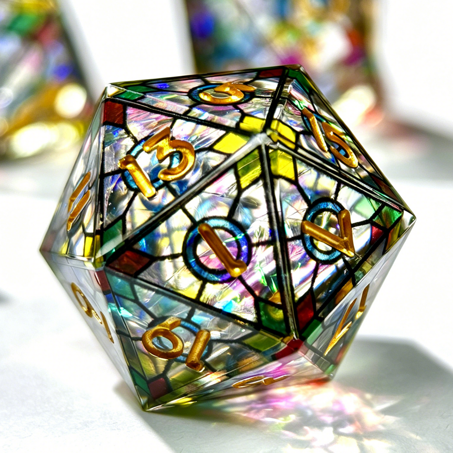 HAOMEJA Double Layered Resin Dice Set 7pcs (Colorful Points)