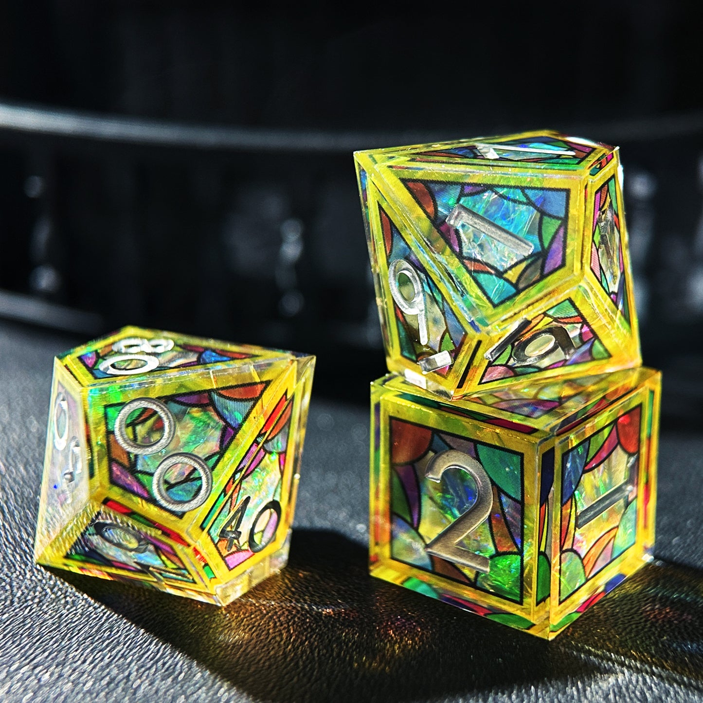 HAOMEJA Double Layered Resin Dice Set 7pcs (Yellow Cloud)