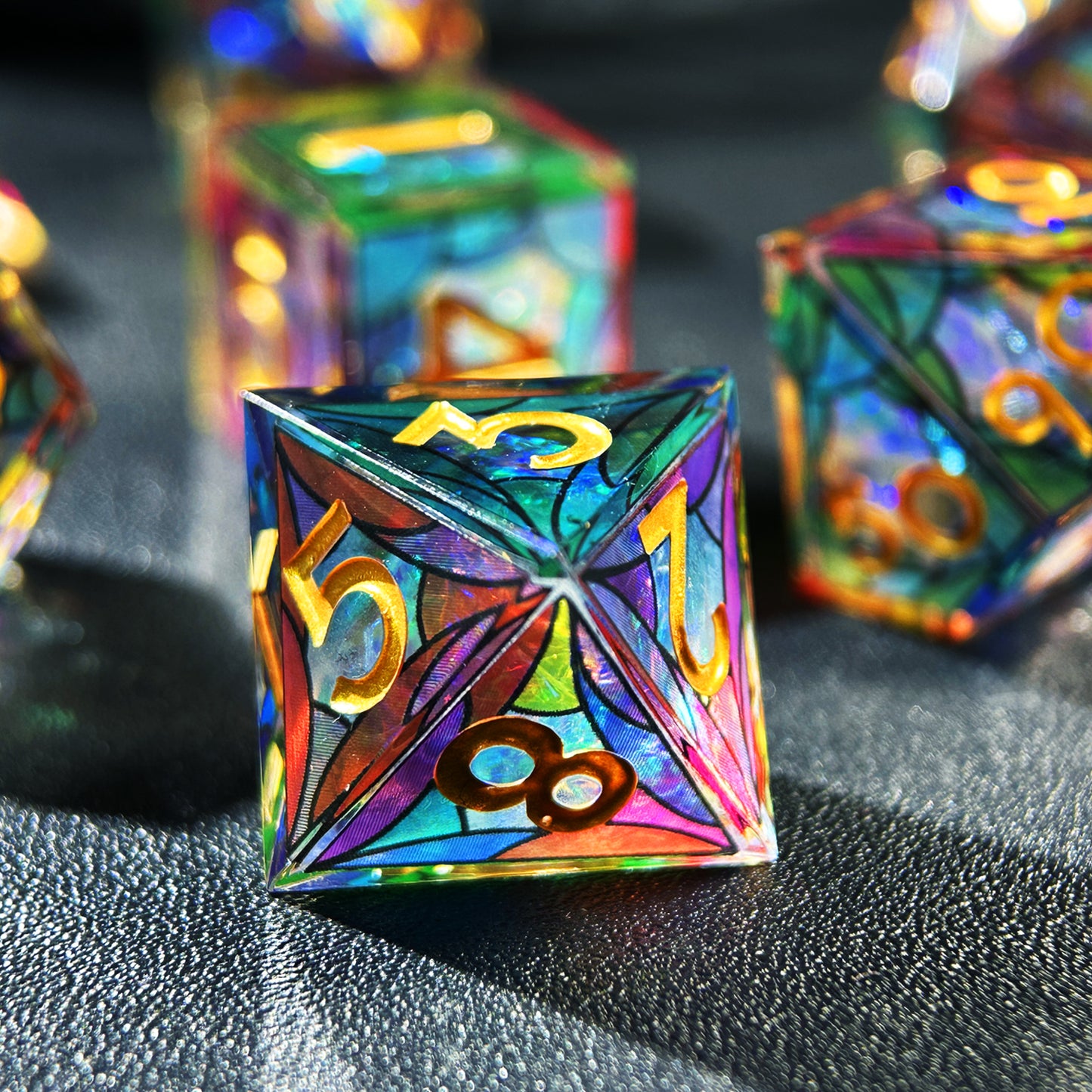 HAOMEJA Double Layered Resin Dice Set 7pcs (Multicolored Cloud)