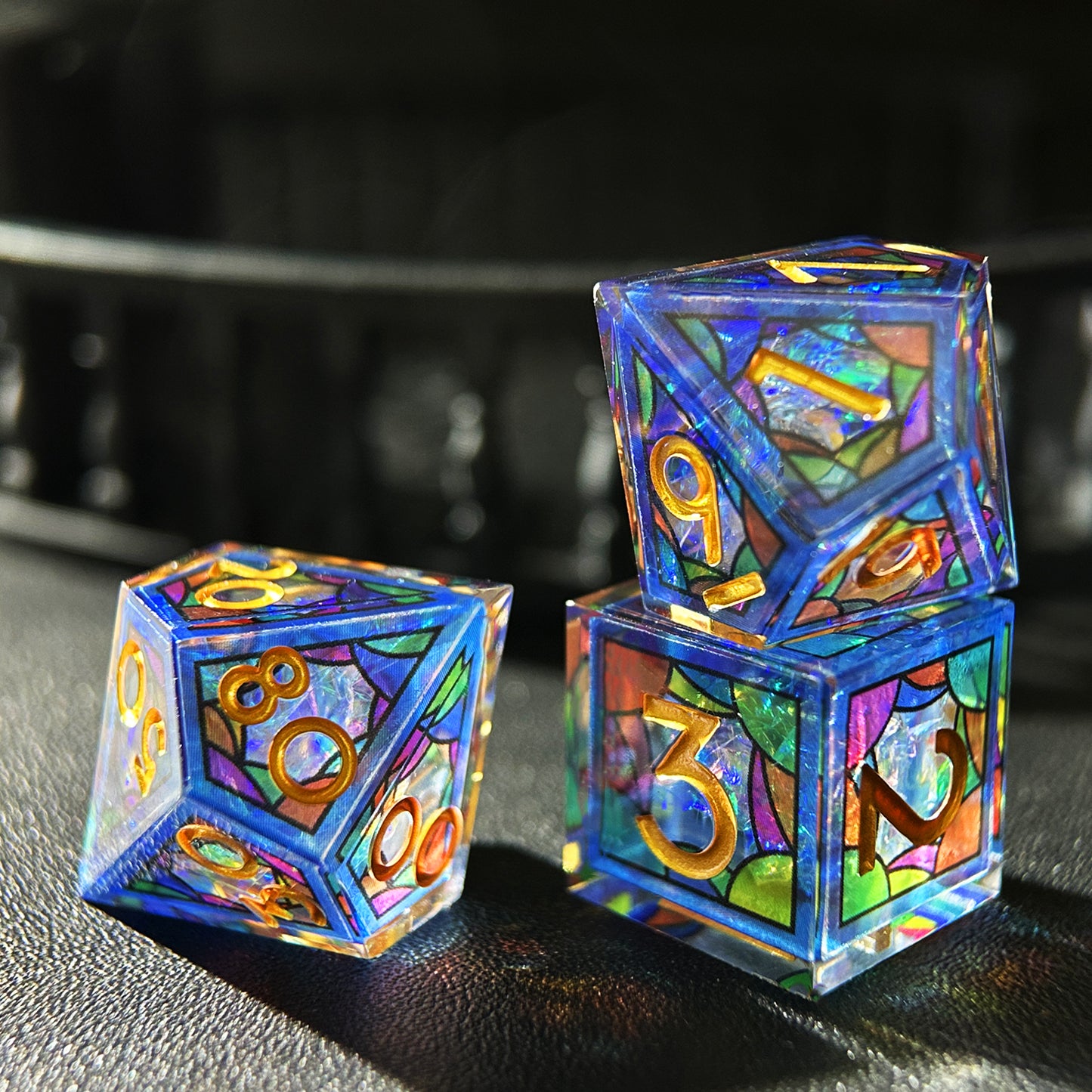 HAOMEJA Double Layered Resin Dice Set 7pcs (Blue Cloud)