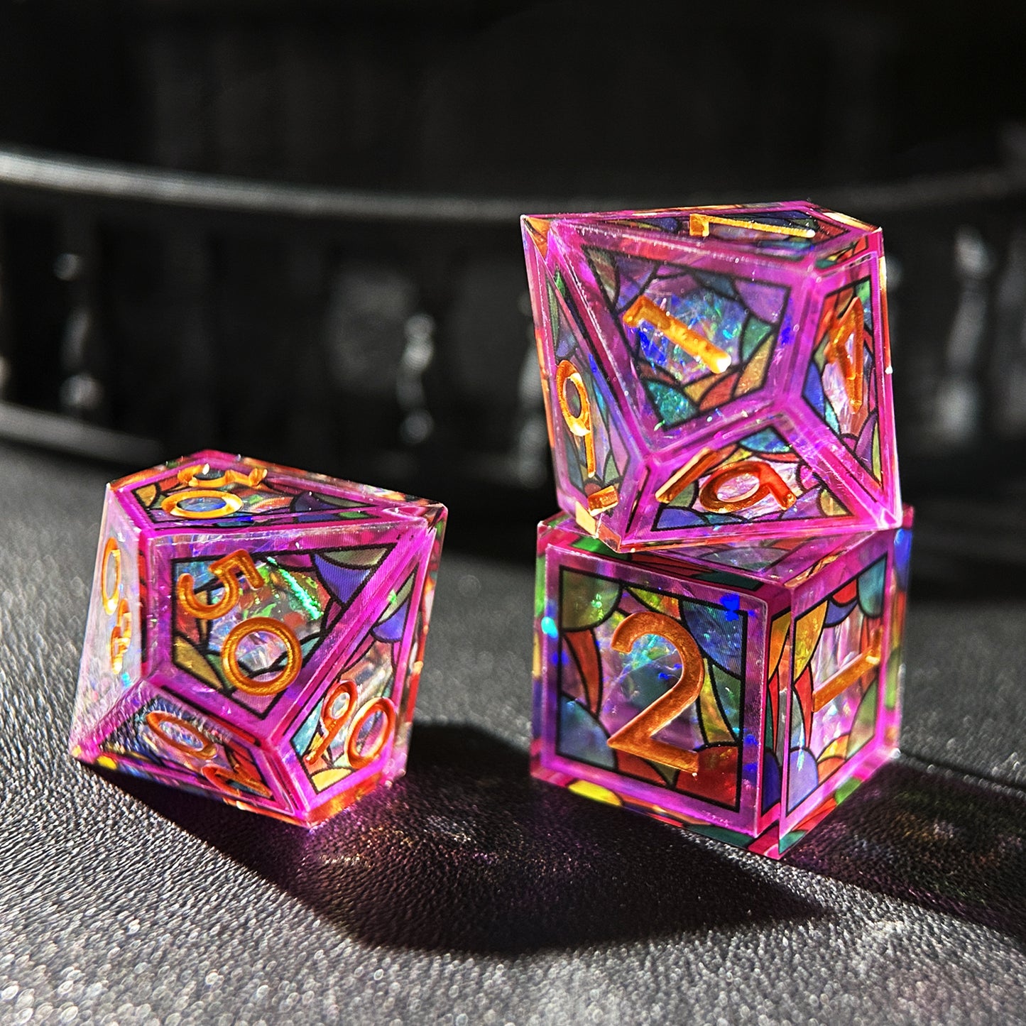 HAOMEJA Double Layered Resin Dice Set 7pcs (Purple Cloud)