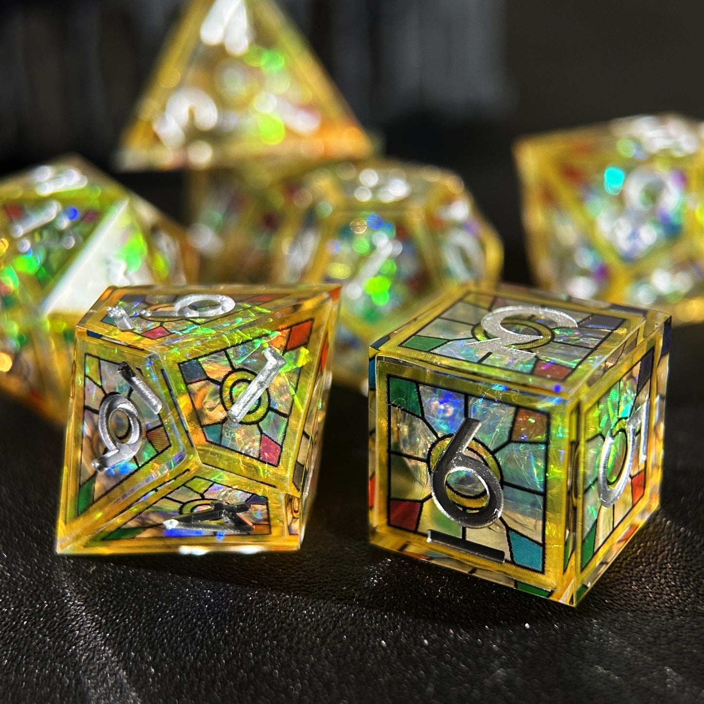 HAOMEJA Double Layered Resin Dice Set 7pcs (Yellow)