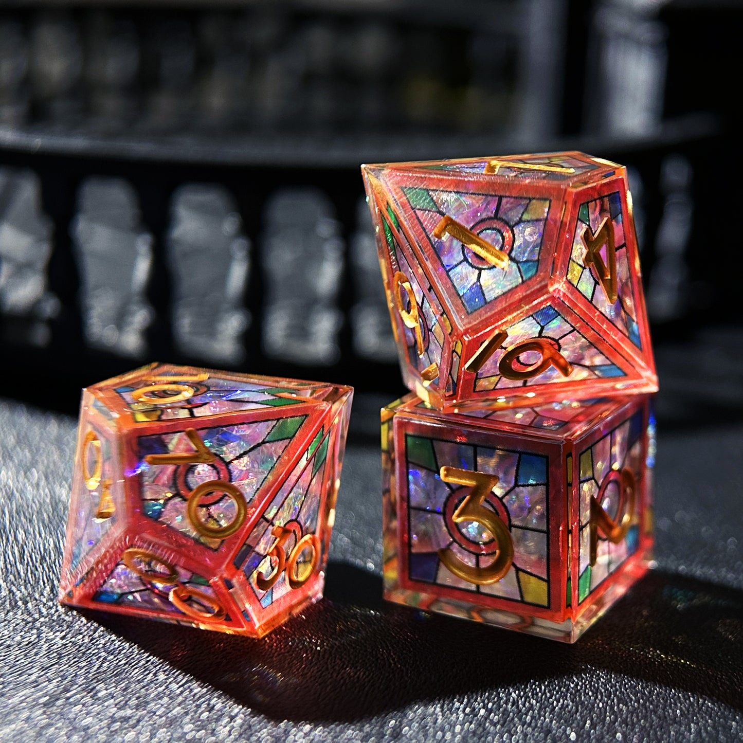 HAOMEJA Double Layered Resin Dice Set 7pcs (Red)