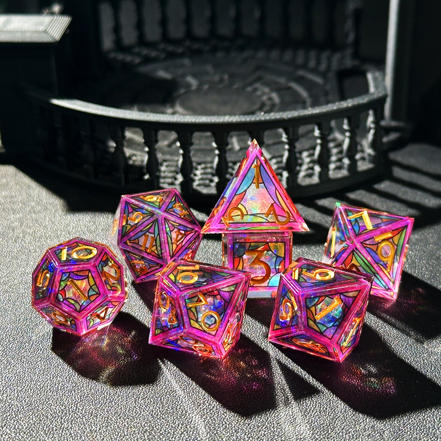 HAOMEJA Double Layered Resin Dice Set 7pcs (Purple Cloud)