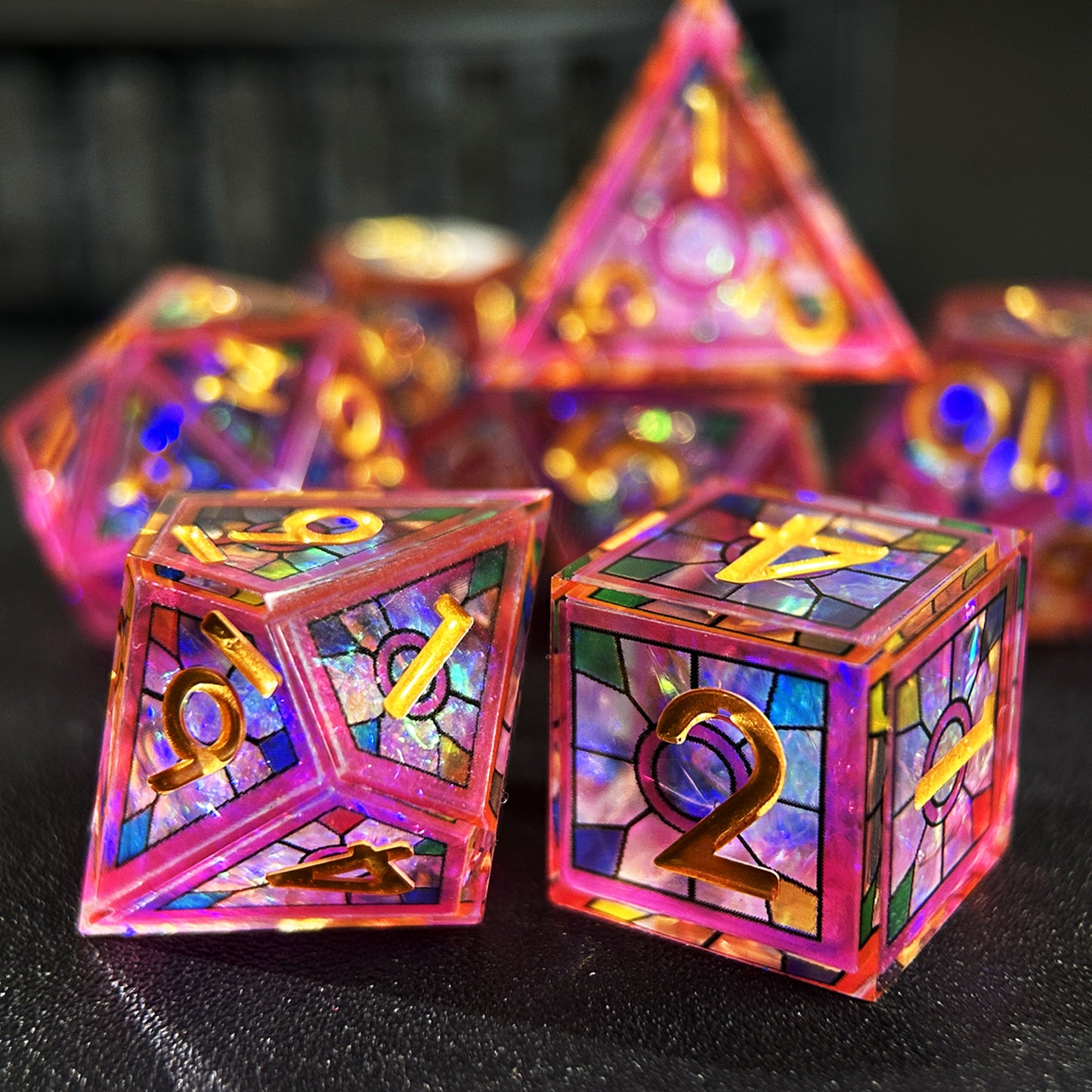 HAOMEJA Double Layered Resin Dice Set 7pcs (Purple)