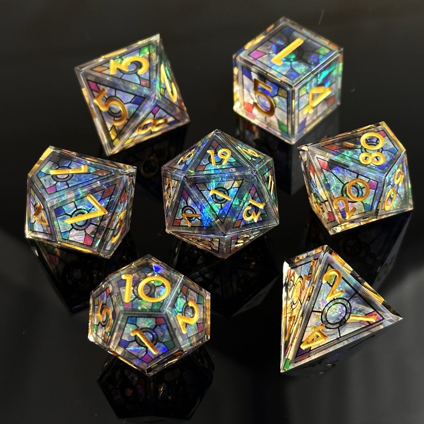 HAOMEJA Double Layered Resin Dice Set 7pcs (Black)