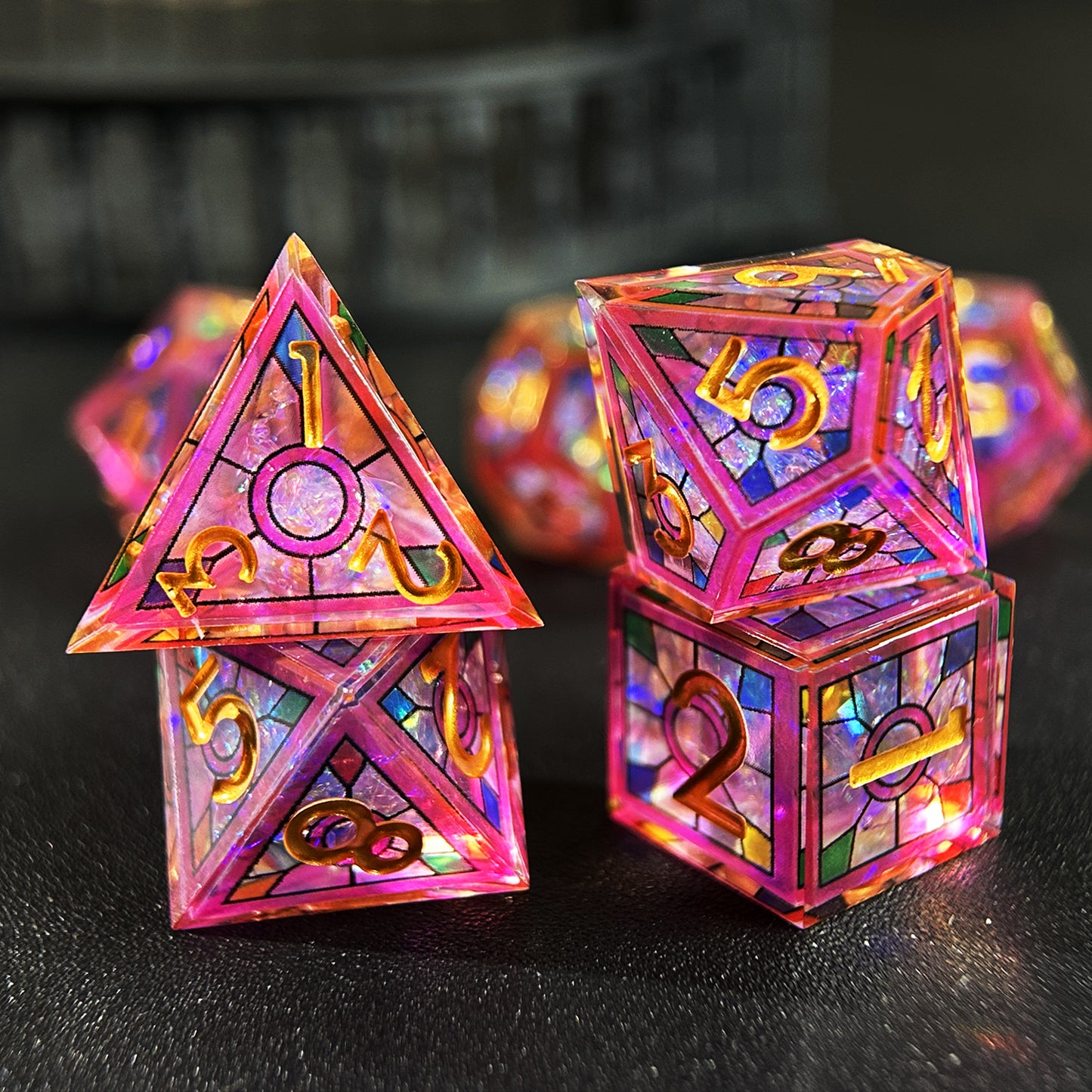 HAOMEJA Double Layered Resin Dice Set 7pcs (Purple)