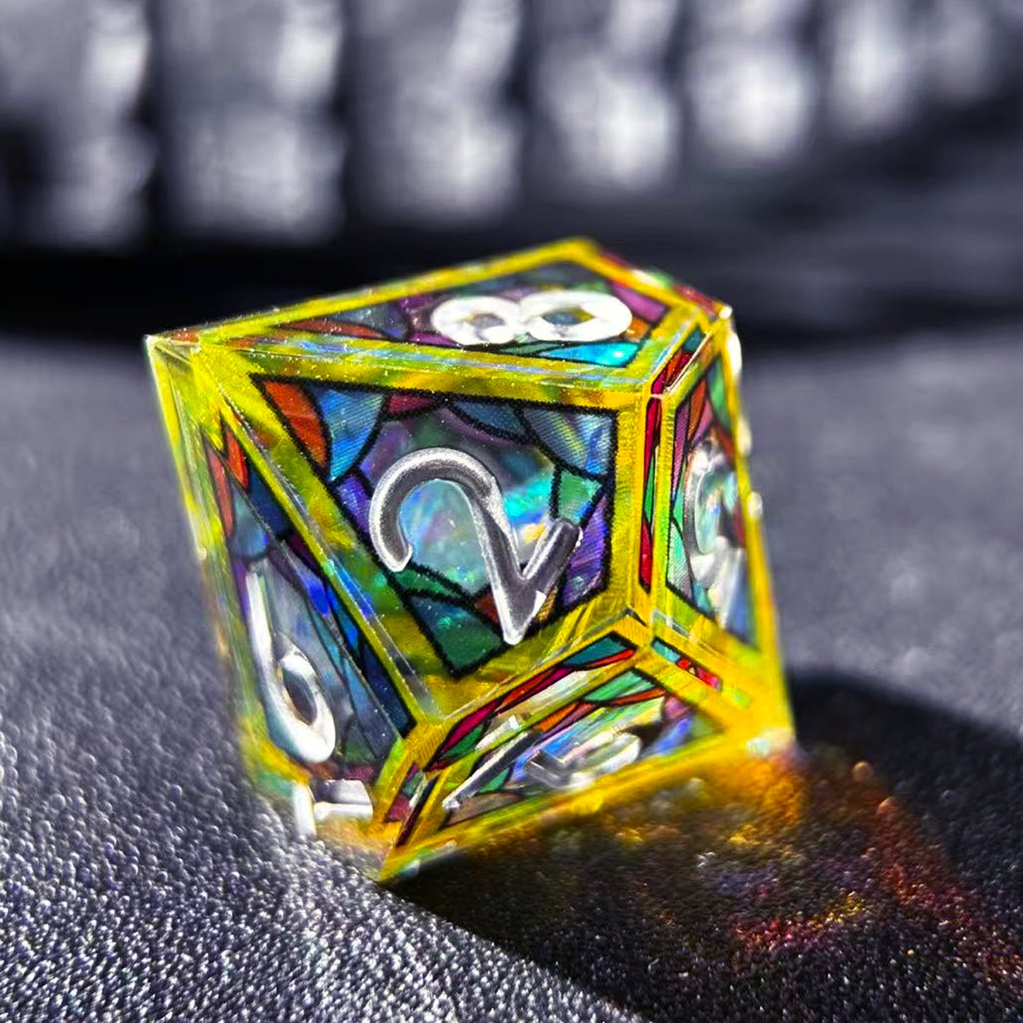 HAOMEJA Double Layered Resin Dice Set 7pcs (Yellow Cloud)